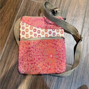 Floral Pink and Orange Crossbody Bag